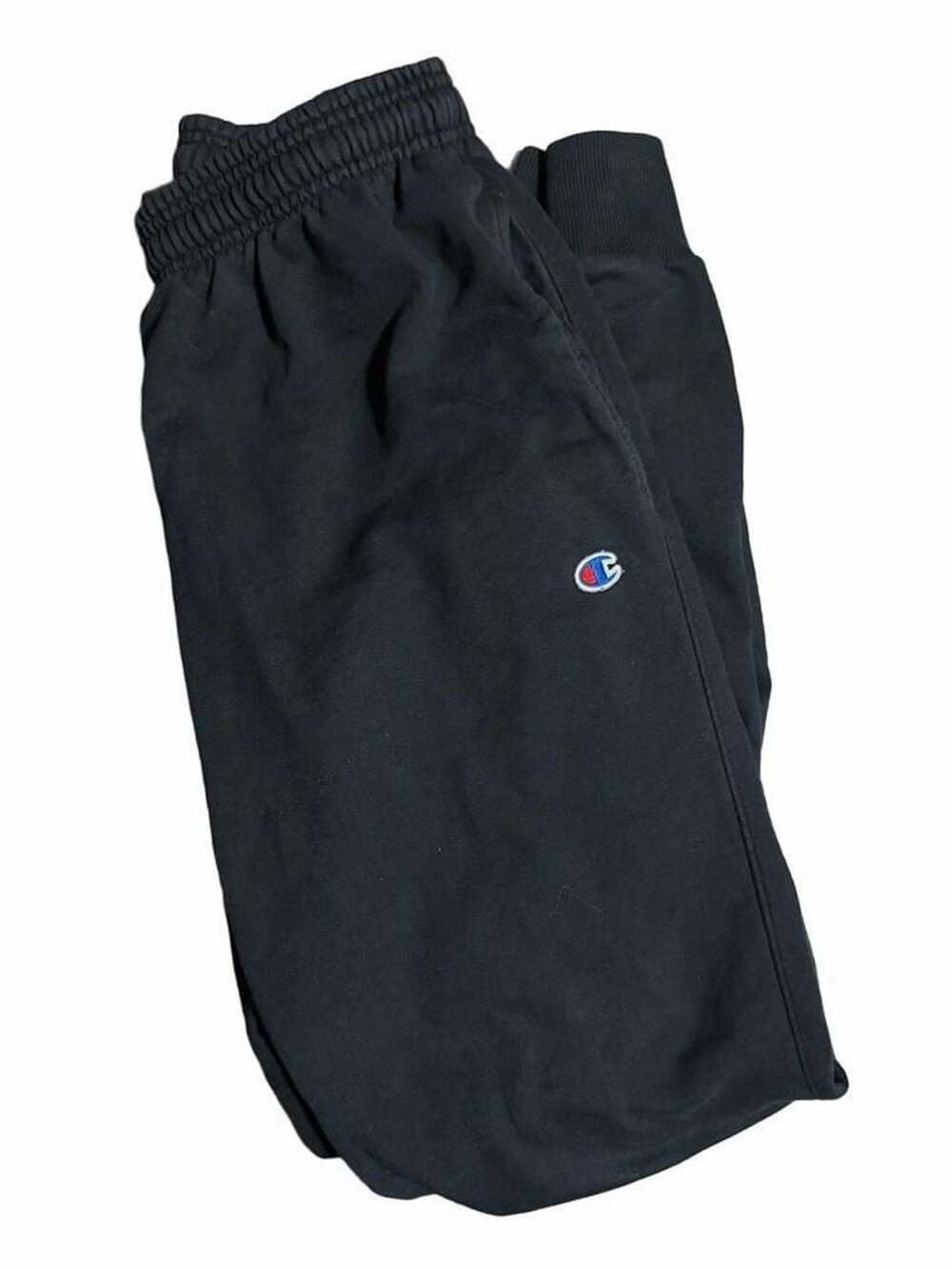 Champion Men's Black Jogger Sweatpants with Small C Logo Patch Size M